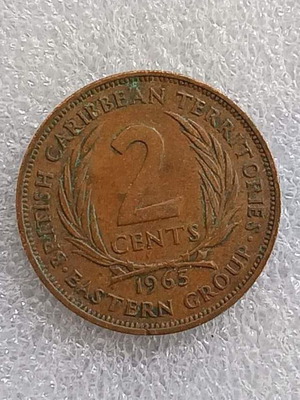 Κέρμα Ανατολική Καραϊβική 2 Cents 1965 μεταχειρισμένο, χαλκός