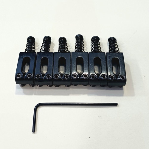 Set of 6 black modern style saddles for electric guitar bridge