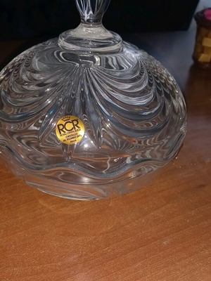 Crystal fondue bowl new, Italian Aurea crystal, 20 cm height
