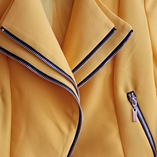 Spring jacket size 34 yellow like new with zipper details