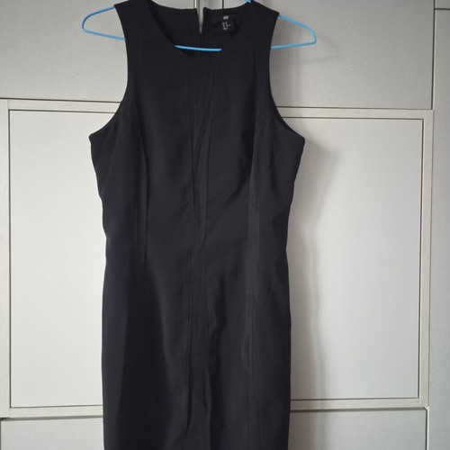 H&M midi dress size 40 black like new with back zipper and slit