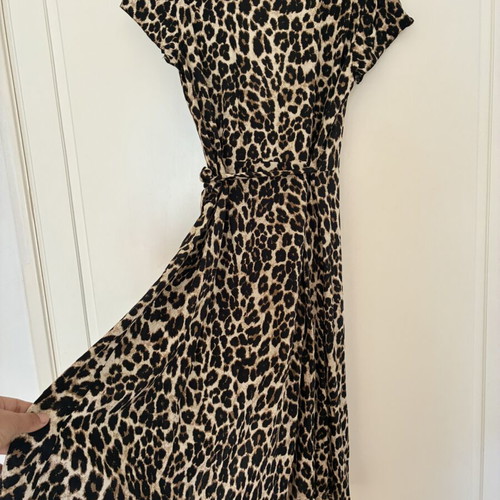 C&A Classic Leopard Print Wrap Dress, Medium, 100% Viscose