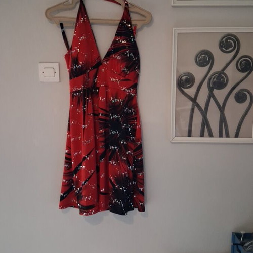 Red Stretchy Blouse Dress S/M like new