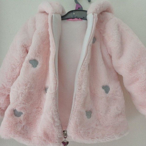 Sweet Baby set with fleece pants, blouse and faux fur jacket for 3-year-old girl like new