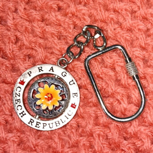 Keychain from Prague like new, metal, silver color