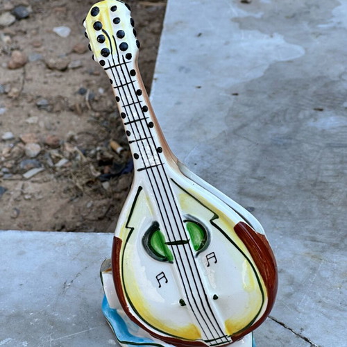 Ceramic decorative mandolin used, handmade