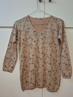 Evening blouse pink metallic with grey stars, like new, size 10