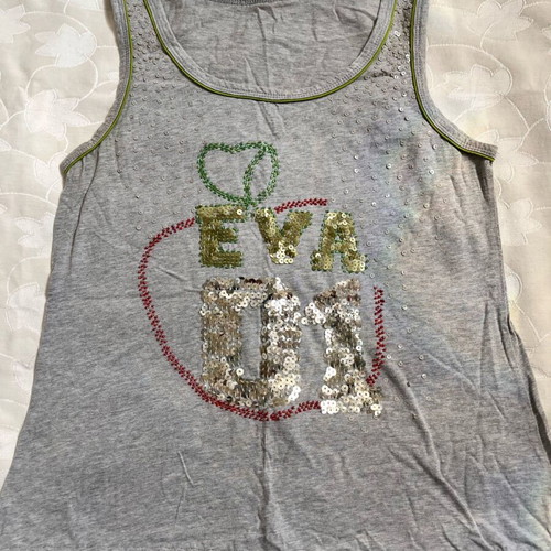 Gray tank top with embroidery and mesh, medium size, like new