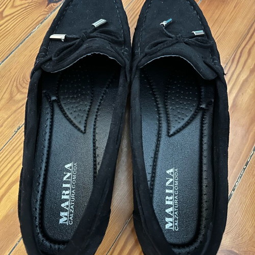 Moccasins new, leather, size 38/39, black