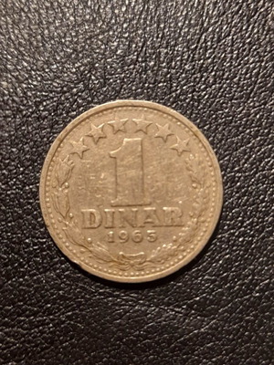 1965 Yugoslavia 1 Dinar coin used