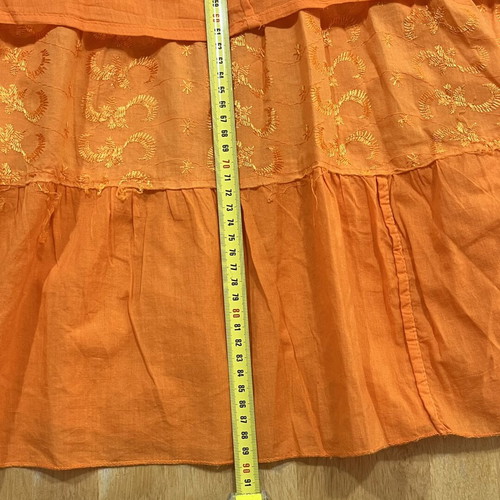 Long summer skirt orange 100% cotton made in India