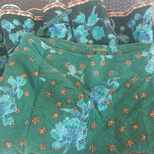 Leonard's boho skirt with floral print, 100% cotton, like new, small