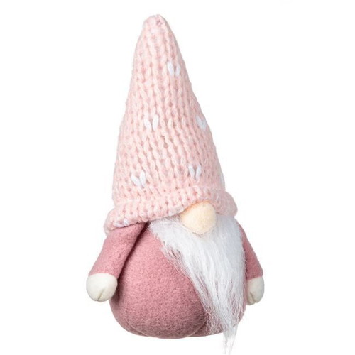 Christmas decorative figure Santa Claus Gnome 17cm with pink knitted hat new