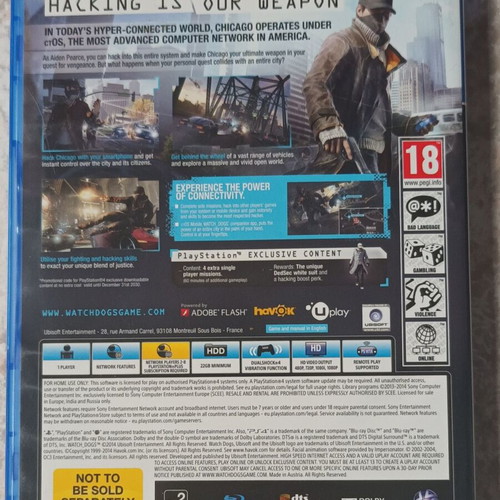 Watch Dogs PlayStation 4 game used, action adventure