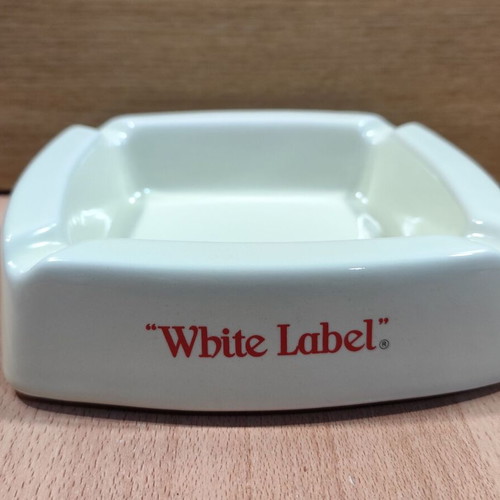 Dewar's White Label scotch whisky ceramic ashtray used