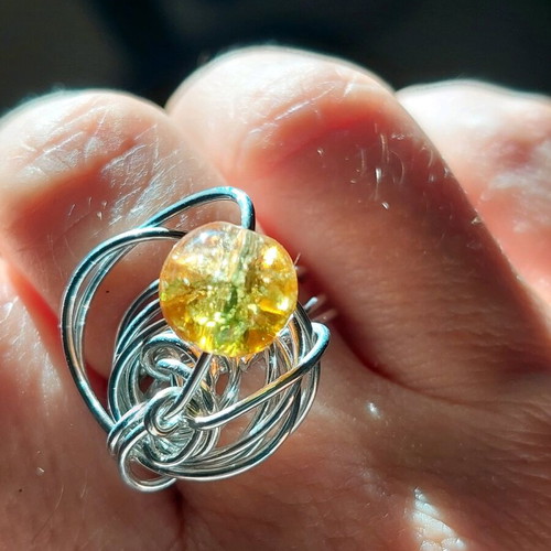 Handmade ring like new made of wire for jewelry