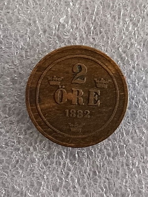 Sweden 2 Öre Coin 1882 used, King Oscar II