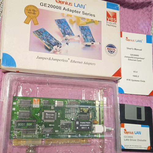 Genius LAN GE2000II Ethernet Adapter sealed vintage ISA combo card, new