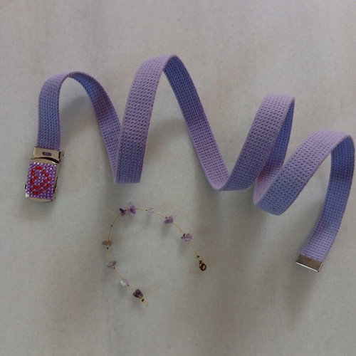Fabric belt lilac with matching bracelet gift like new