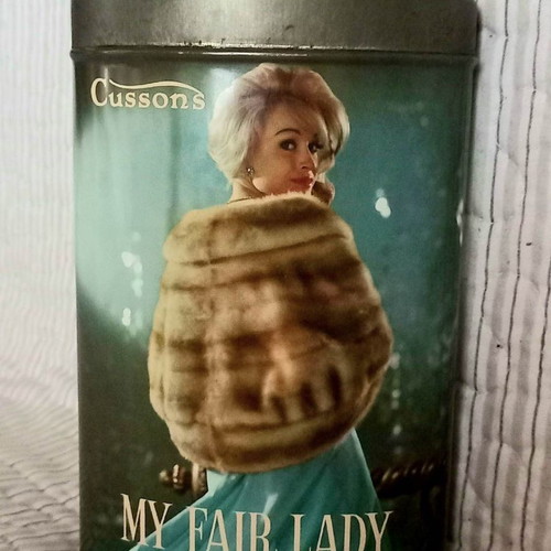 My Fair Lady Talcum Powder metal container used, 1950-60