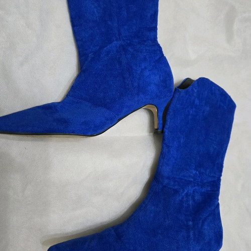 Blue Electric Suede Pointed Boots Mid-Calf Size 38