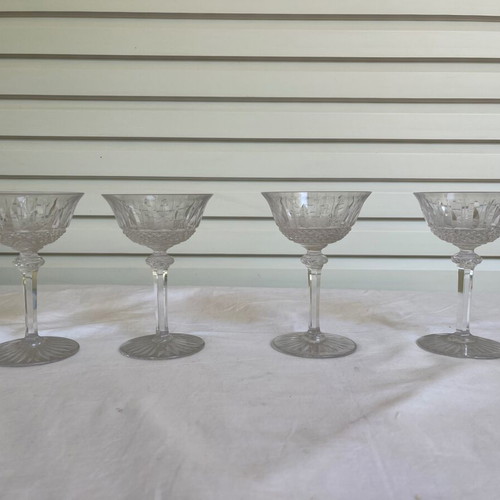 Saint Louis crystal glass set of 9 used, antique Art Deco 1928