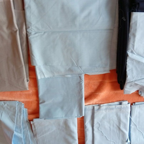 Fabric pack new, 7 blue and 1 grey for shirts or other uses