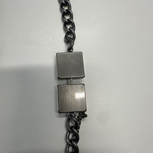 Women's charcoal necklace with large rhinestones and double chain