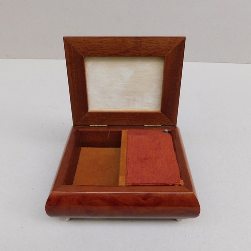 Music box wooden with silver front Japanese made Sankyo