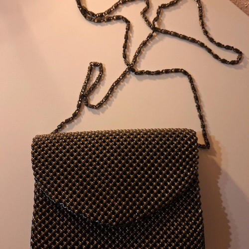 Evening shoulder bag like new with gunmetal beads