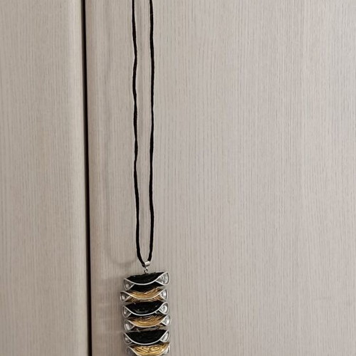 Long Double-Sided Necklace new, black and gold