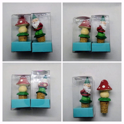 Bottle stoppers with decorative figurines, new, set of 2