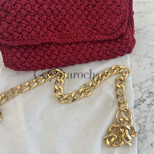 Handmade knitted shoulder bag new with chain