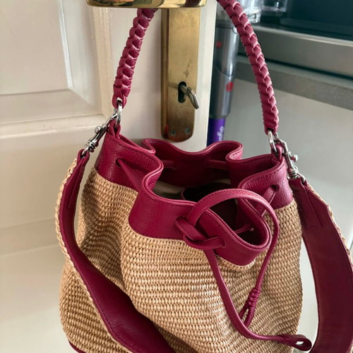 Callista raffia and leather hand bag new with red details