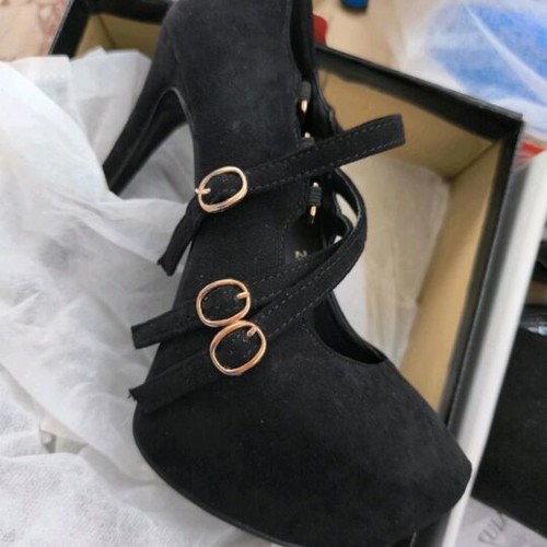 Alta Moda suede pumps with straps new, black, size 36