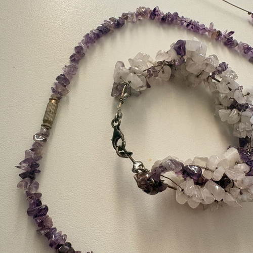Handmade jewelry set with amethyst, 3 pieces used