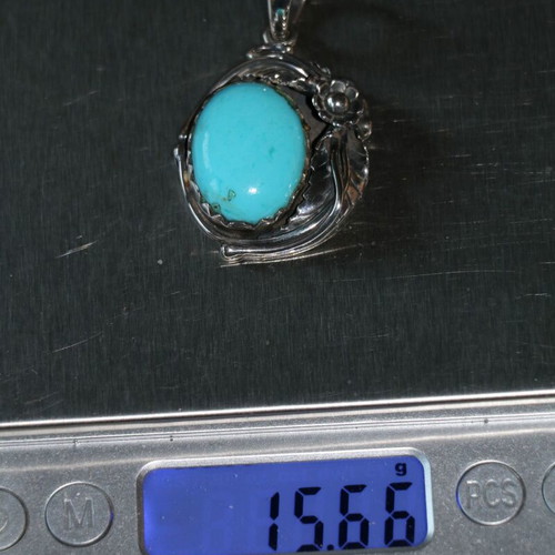 Turquoise Silver 925 Sterling Navajo Indian Pendant Necklace new