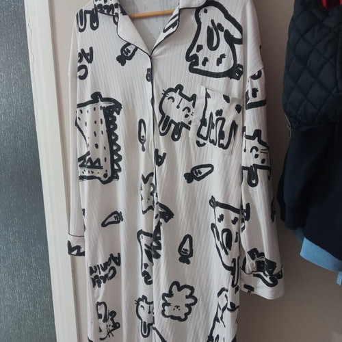 Maternity Nightgown with Buttons like new, black and white, XL