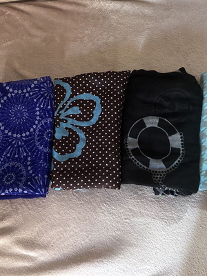 Scarves and pareos like new, assorted colors, sea use
