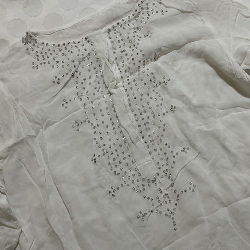 Vintage transparent blouse size S like new, white with beads