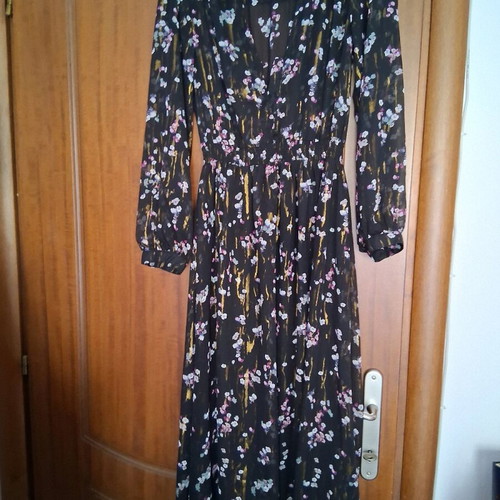 Ovs dress new long black floral polyester