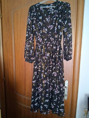 Ovs dress new long black floral polyester