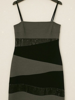 Ysatis Sequin Cocktail Dress black and grey like new