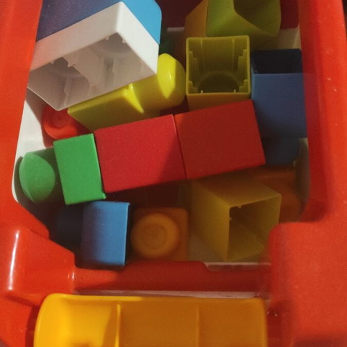 Fisher Price toy truck with blocks used, for 12 months