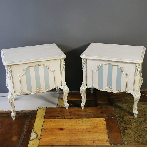 Pair of refurbished night stands with Rococo details