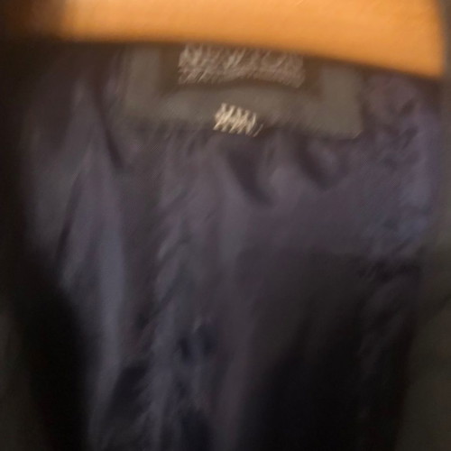 Leather jacket used with fabric hood blue XXL