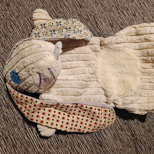 Les Déglingos Coquelicos the Rabbit hand puppet doudou