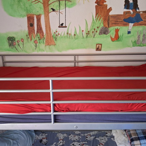 IKEA metal bunk beds like new with foam mattresses, set of 2