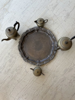 Electro Plated Nickel Silver Tea Coffee Set used with Tray