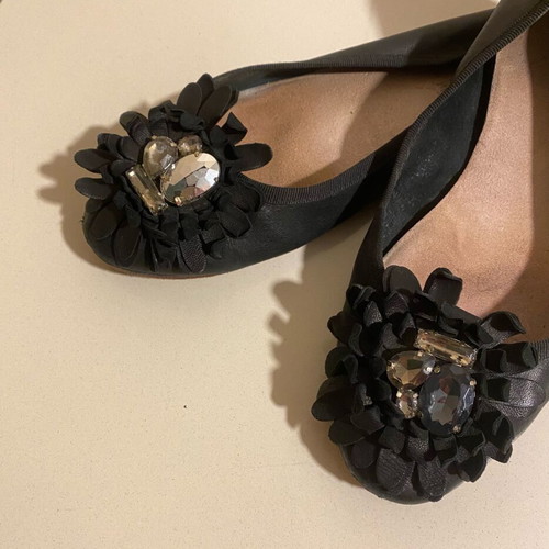 Tsakiris Mallas ballerinas used, black leather with stones, size 39